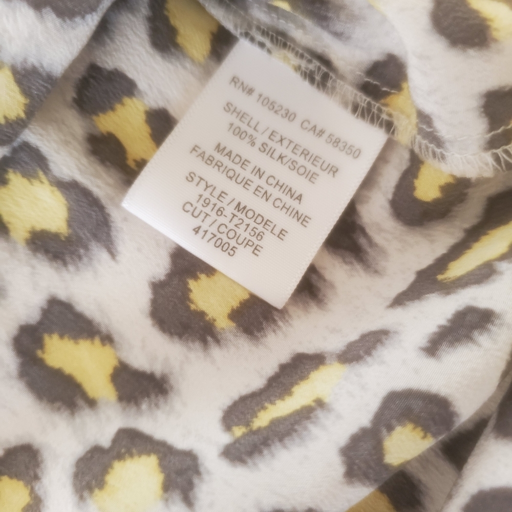 Joie Chartreuse & Gray Leopard Print Silk Tank Top - image 3